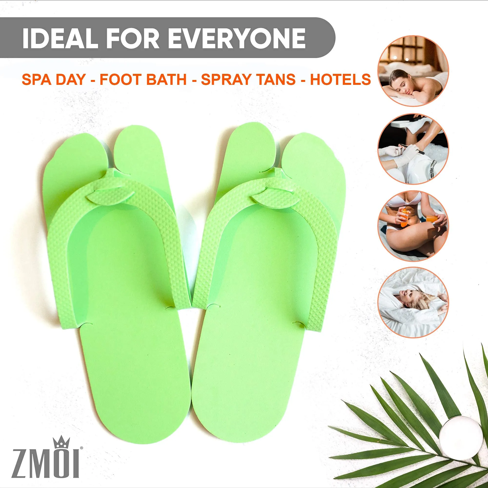 12 Pairs Eva Disposable Pedicure Slippers Anti-Slip Party Pack ZMOI Collection