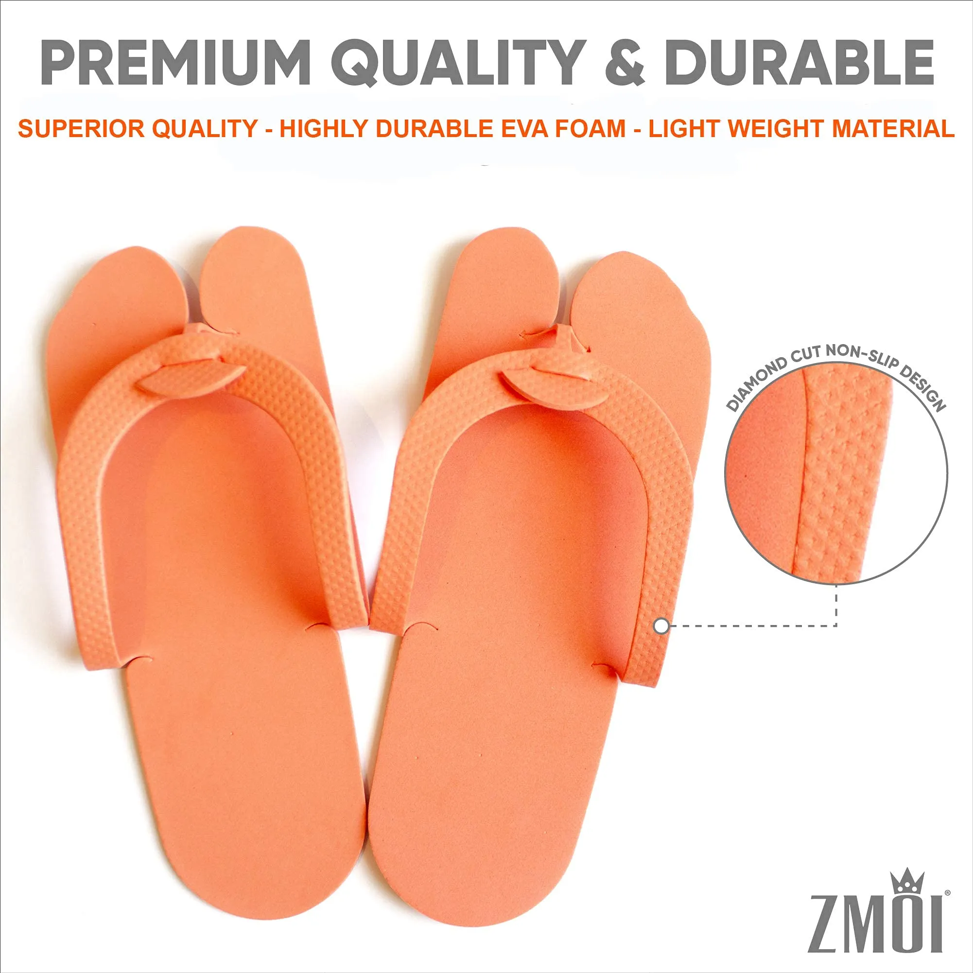 12 Pairs Eva Disposable Pedicure Slippers Anti-Slip Party Pack ZMOI Collection