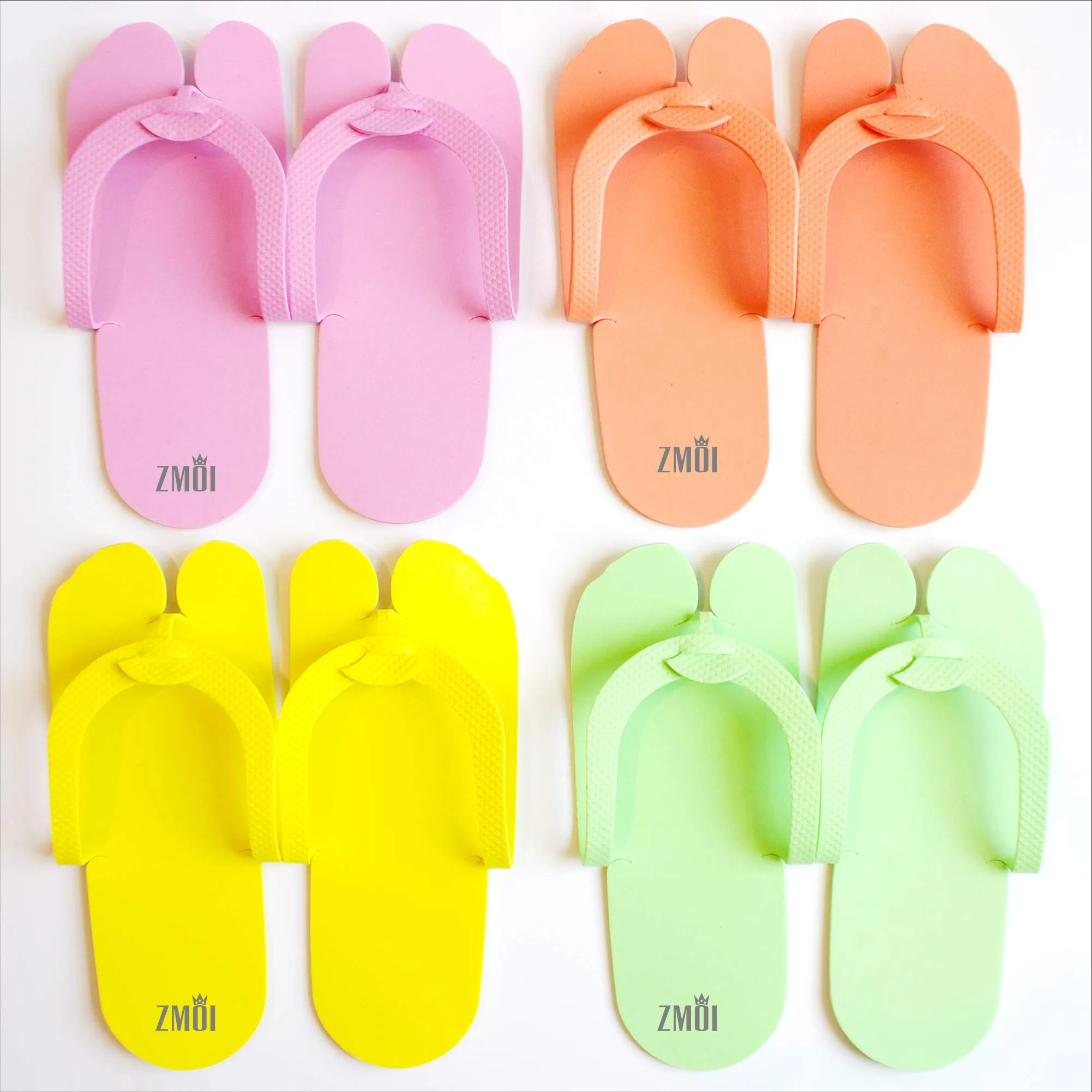 12 Pairs Eva Disposable Pedicure Slippers Anti-Slip Party Pack ZMOI Collection