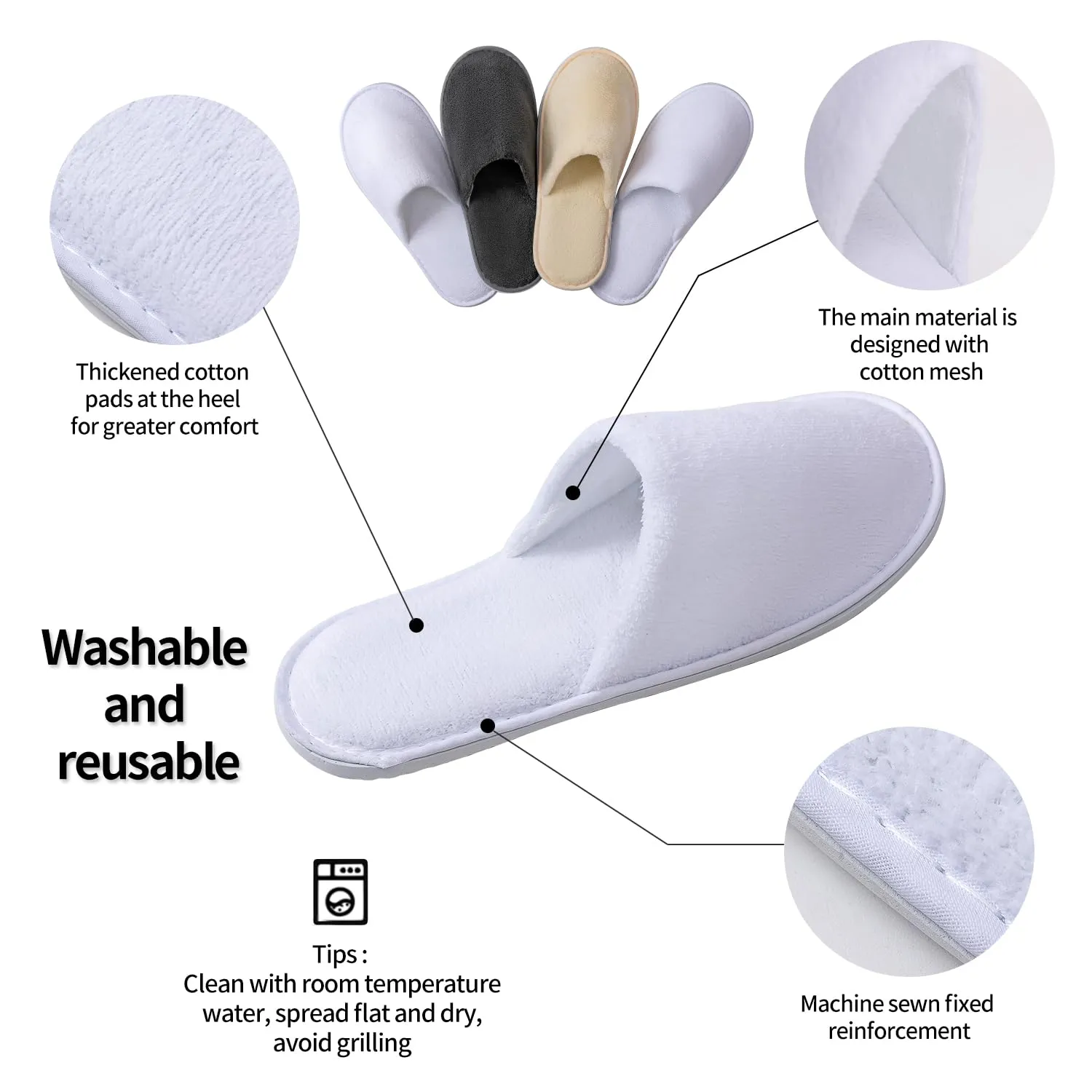 6-9 Pairs Spa Slippers, Non Slip Disposable Slippers For Guest, Washable Reusable, Which Can Be Used As Women Men, House, Indoor, Bathroom, Bedroom, Hotel, Bride Slippers