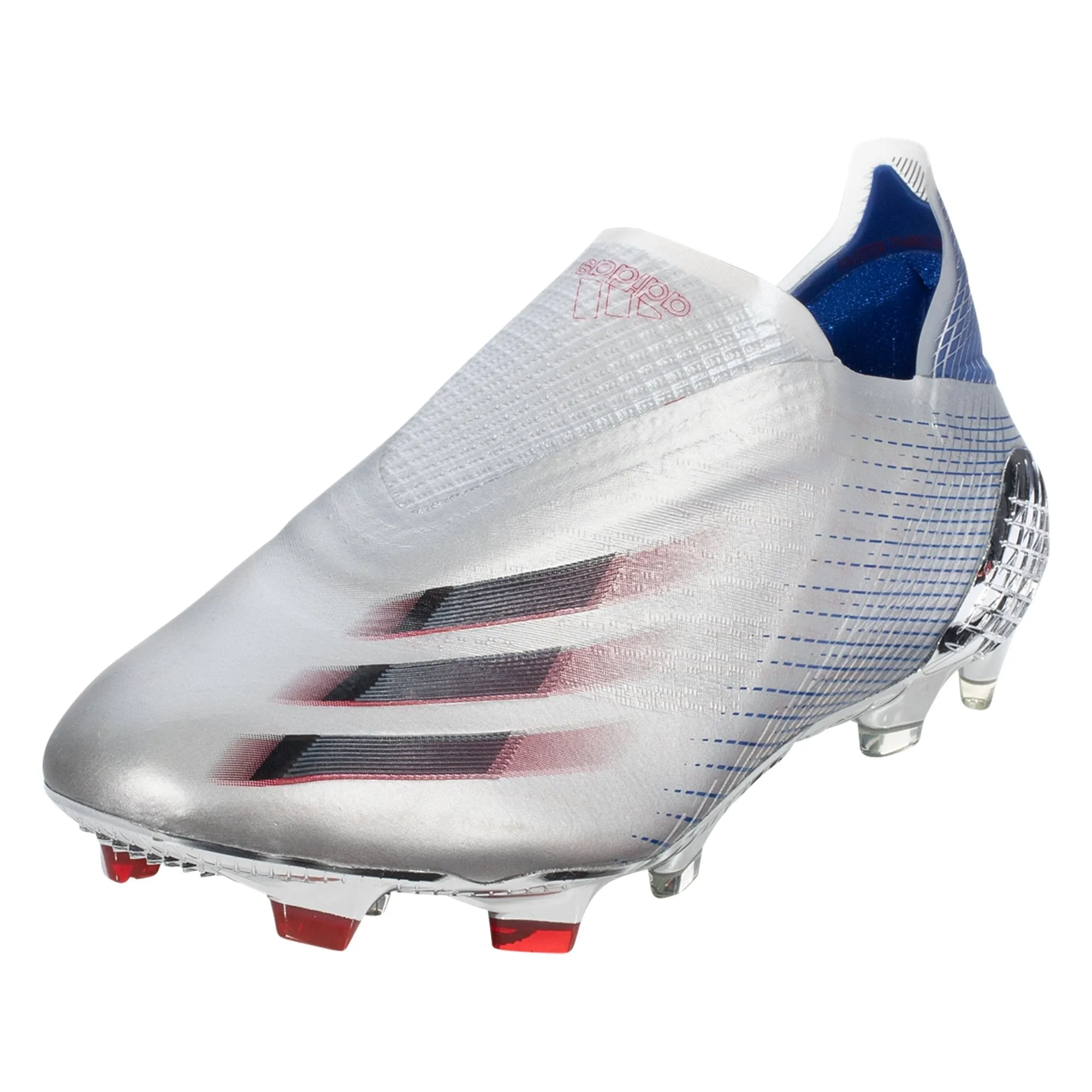 adidas X Ghosted   Firm Ground Cleats - Silver Metallic/Core Black/Scarlet