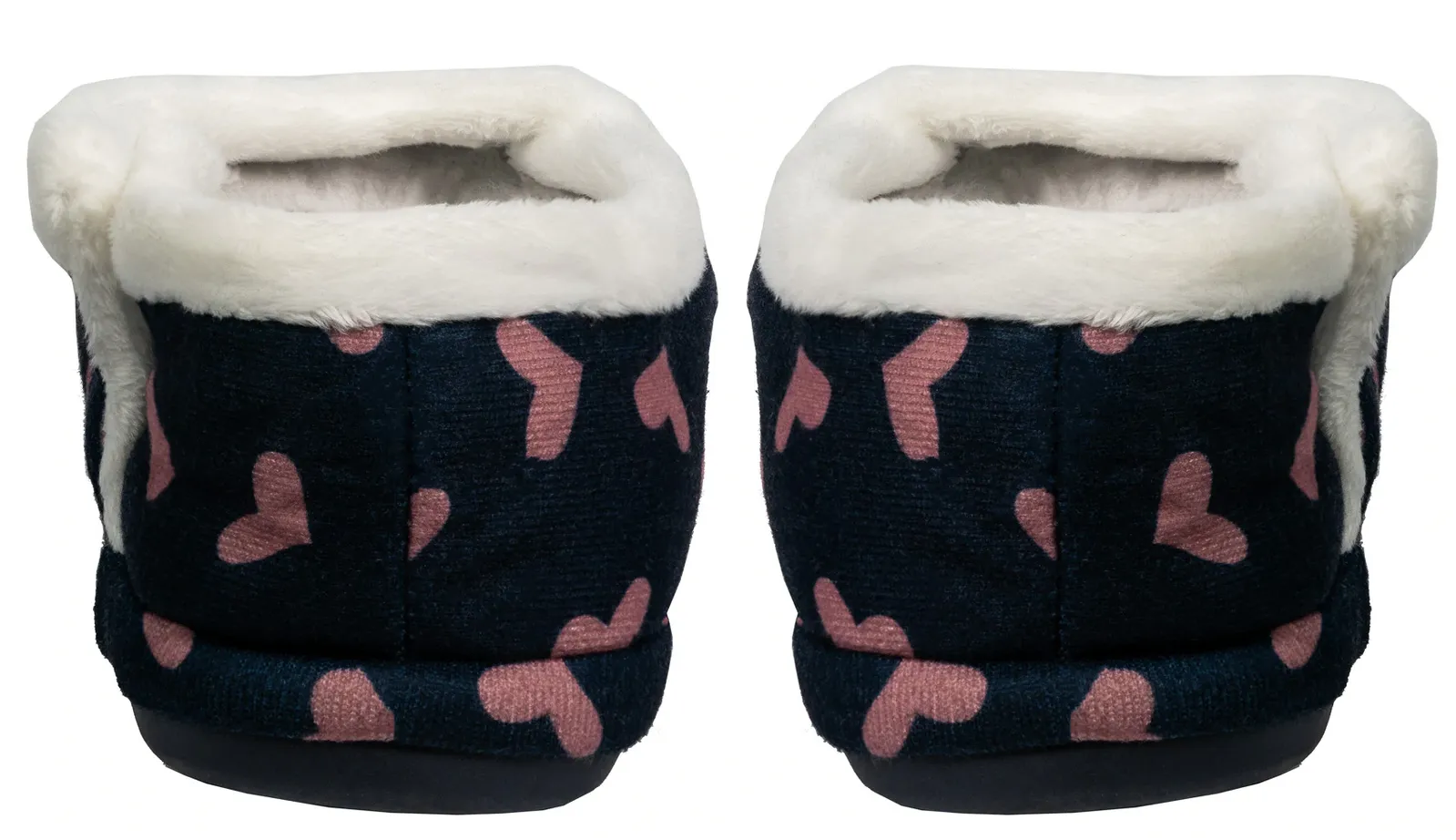 ARCHLINE Orthotic Slippers CLOSED Arch Scuffs Moccasins Pain Relief - Navy with Hearts - EUR38