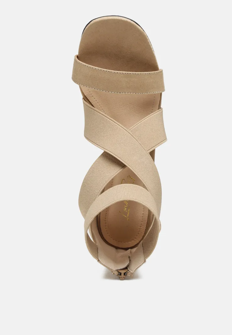 benicia elastic strappy block heel sandals
