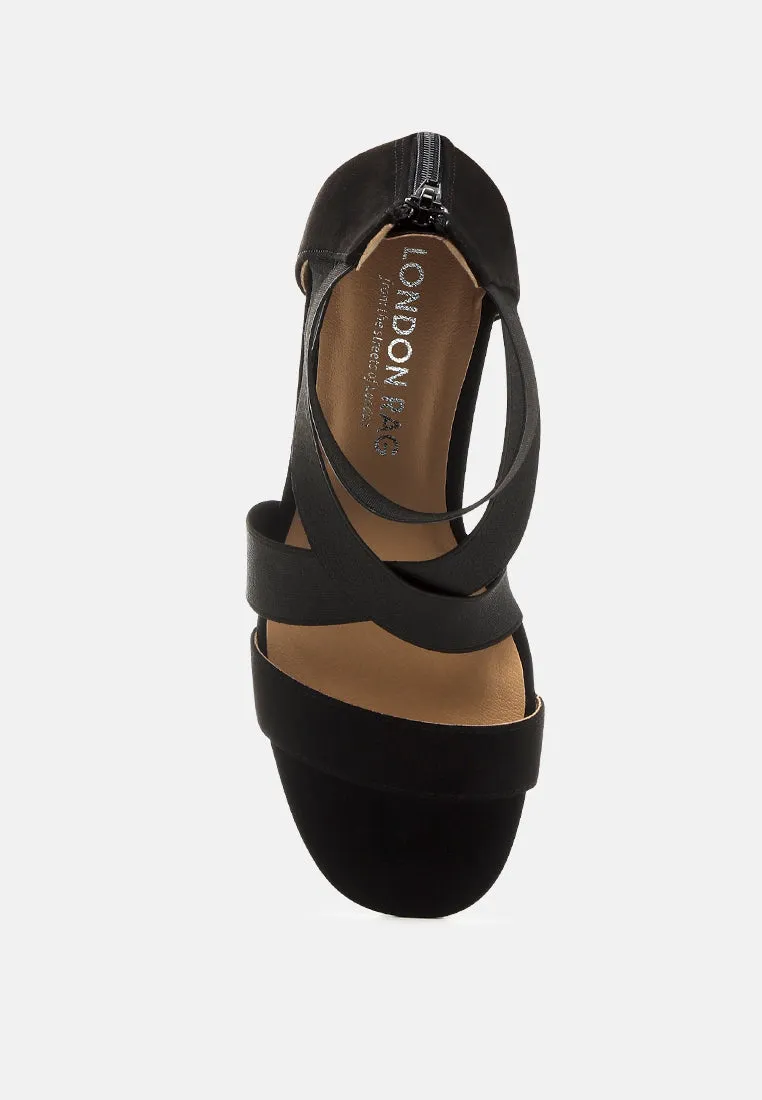 benicia elastic strappy block heel sandals