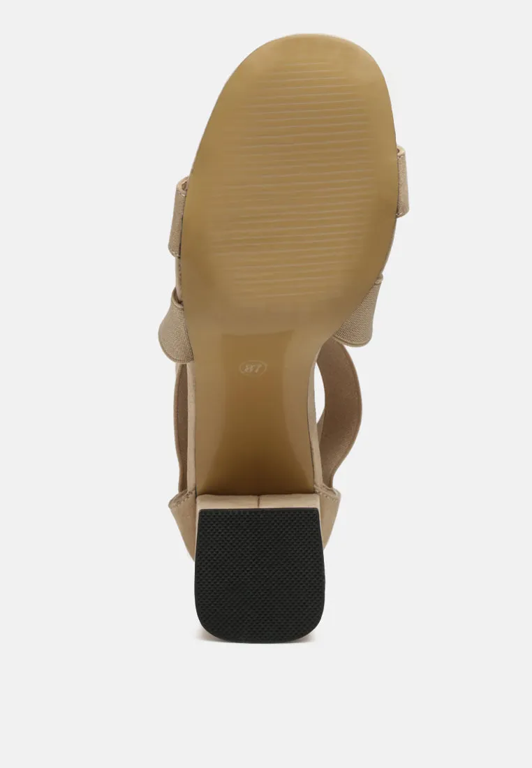 benicia elastic strappy block heel sandals
