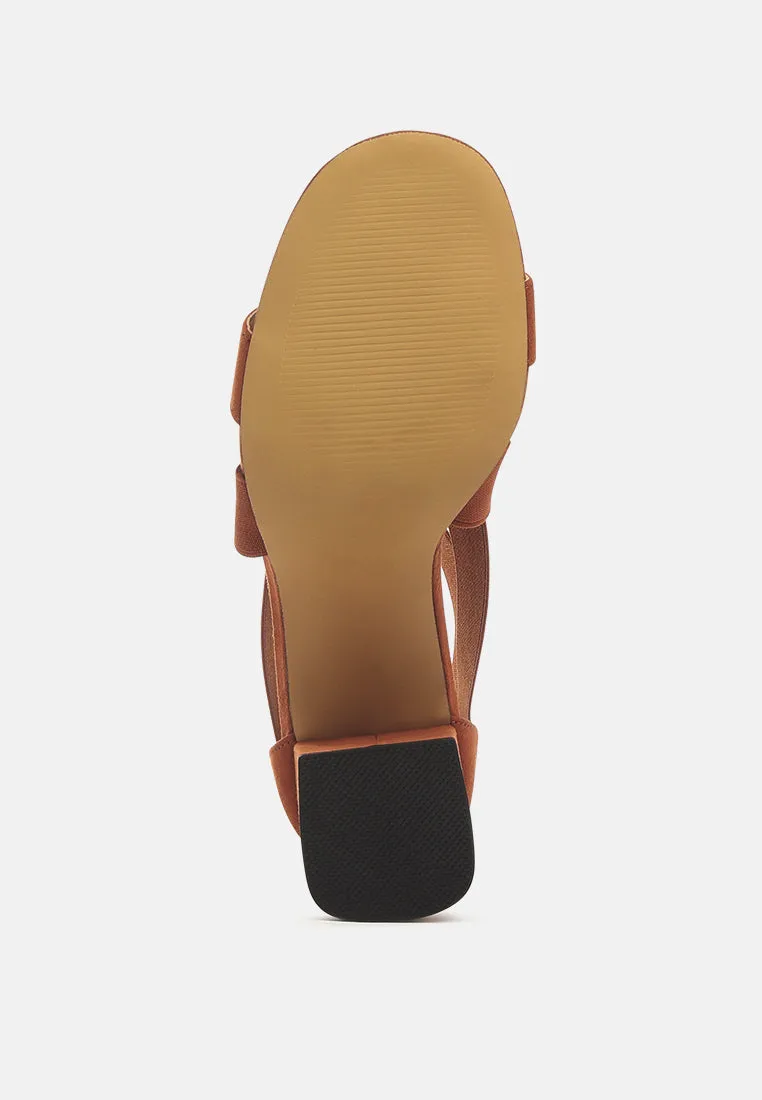 benicia elastic strappy block heel sandals