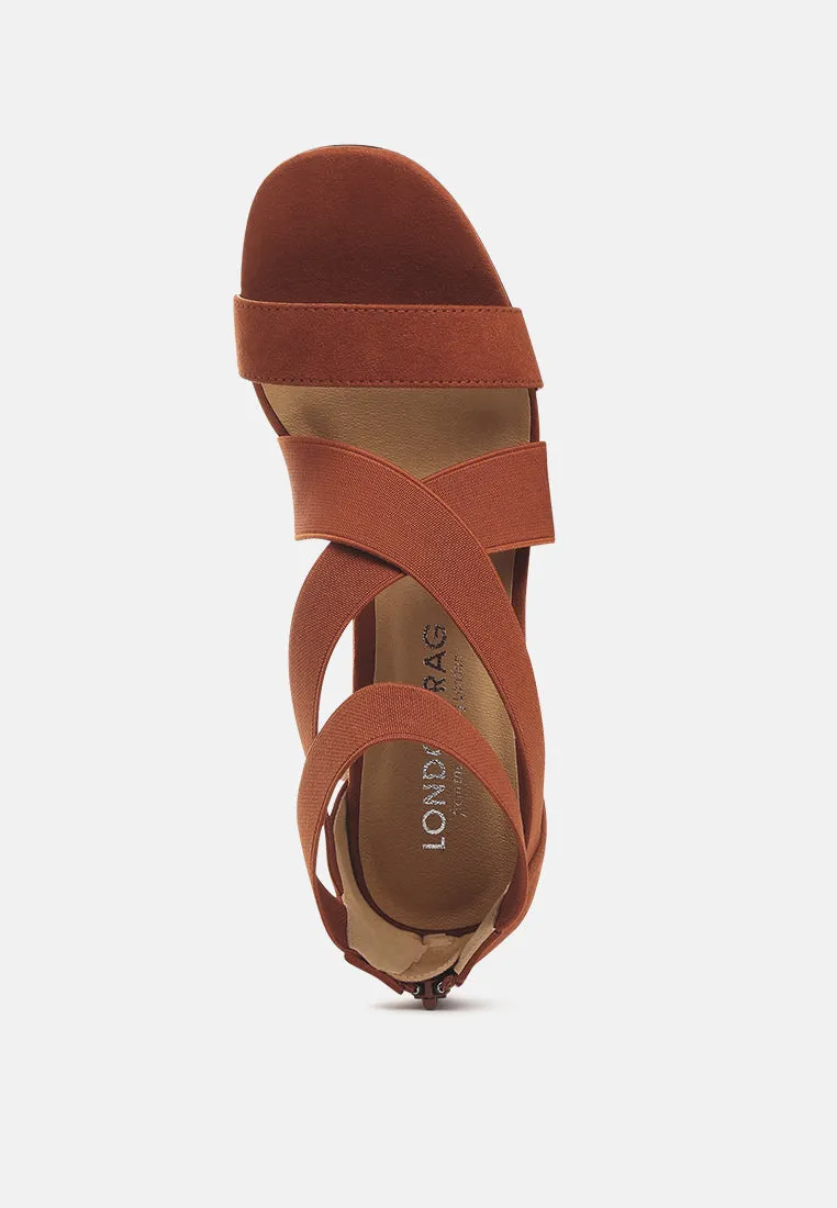 benicia elastic strappy block heel sandals