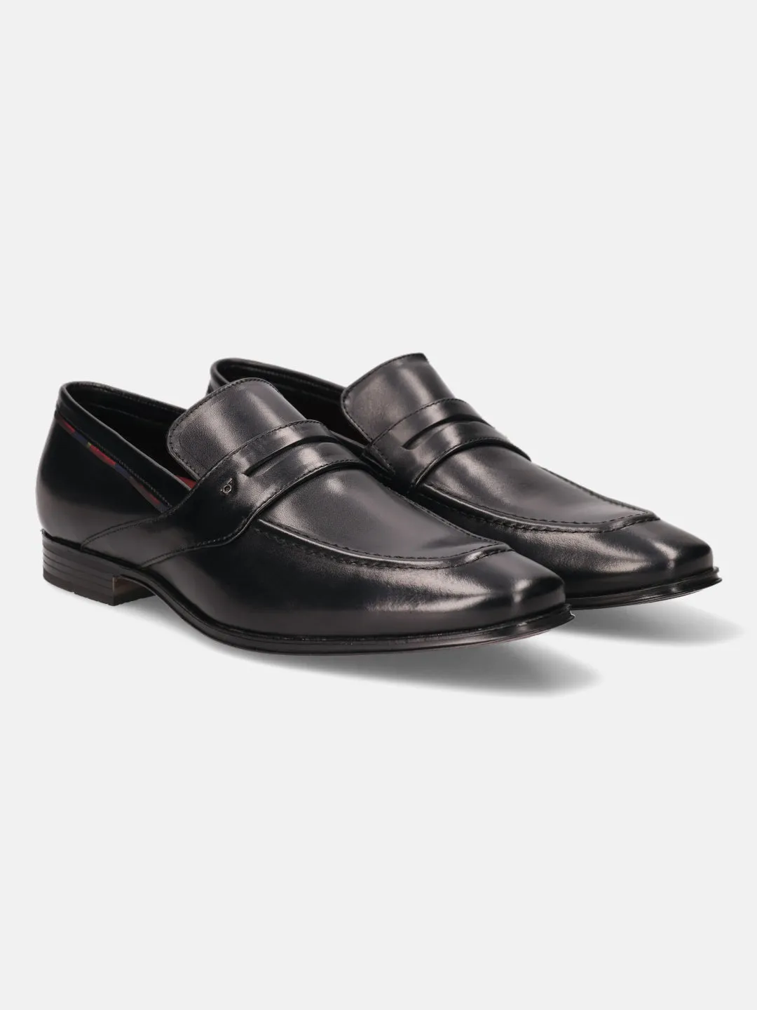 bugatti Black Premium Leather Formal Slip-Ons