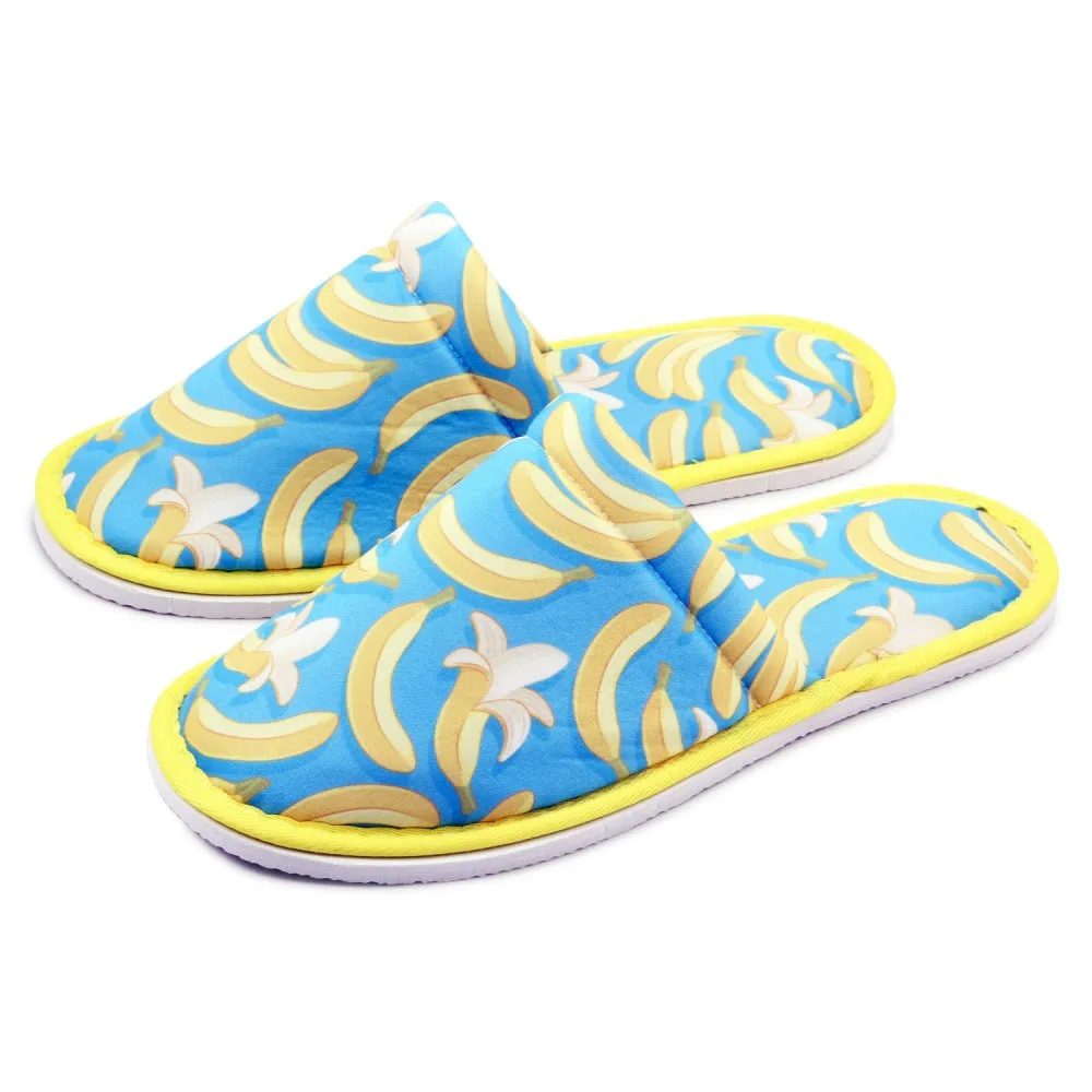 Chochili Men Banana Home Slippers Blue Yellow Lightweight Silent Walk Size 8 to 10