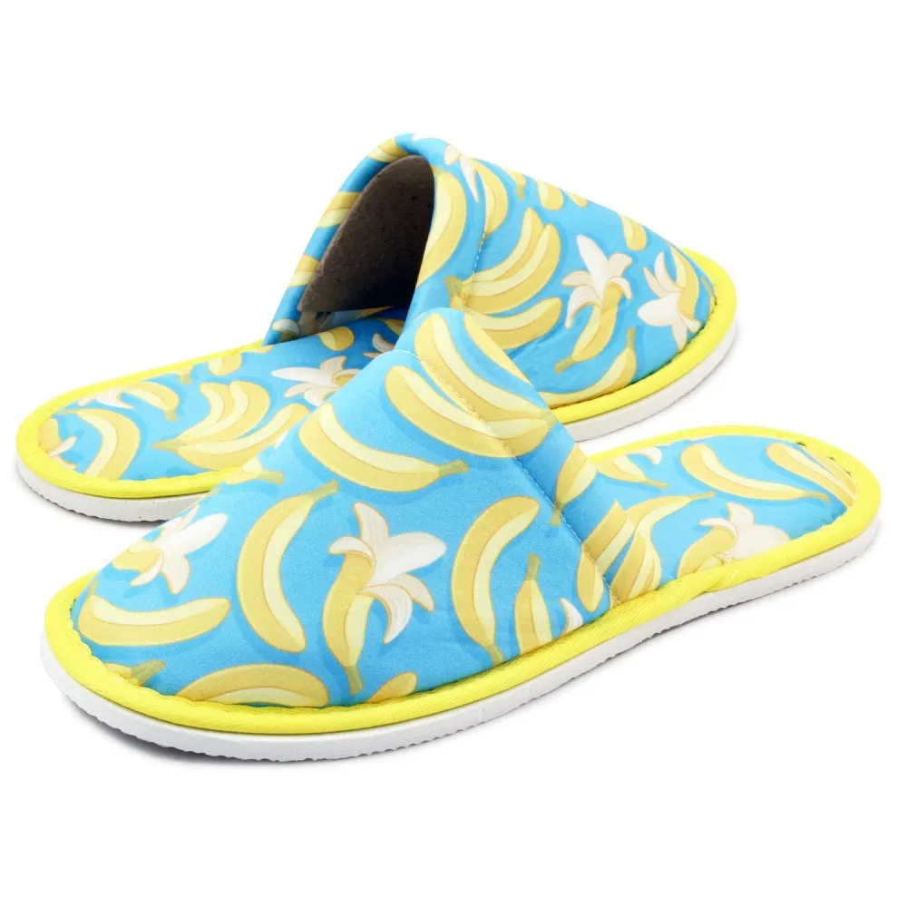 Chochili Men Banana Home Slippers Blue Yellow Lightweight Silent Walk Size 8 to 10