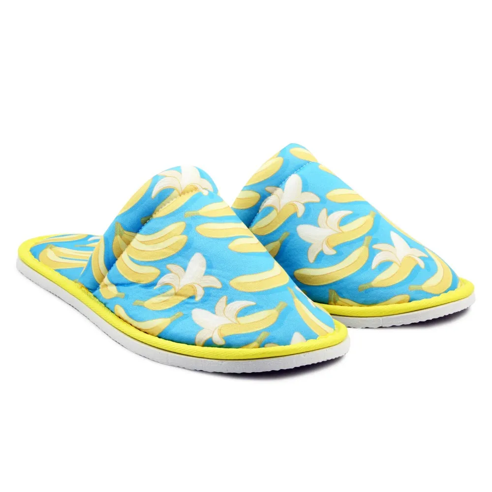 Chochili Men Banana Home Slippers Blue Yellow Lightweight Silent Walk Size 8 to 10