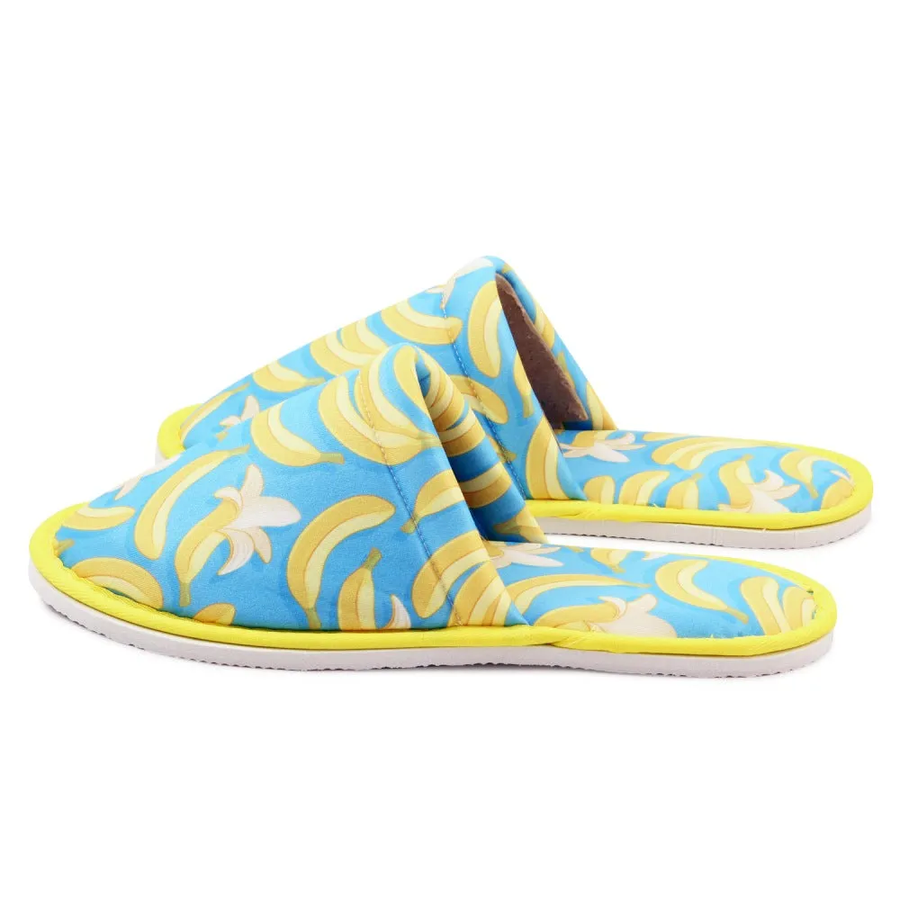 Chochili Men Banana Home Slippers Blue Yellow Lightweight Silent Walk Size 8 to 10