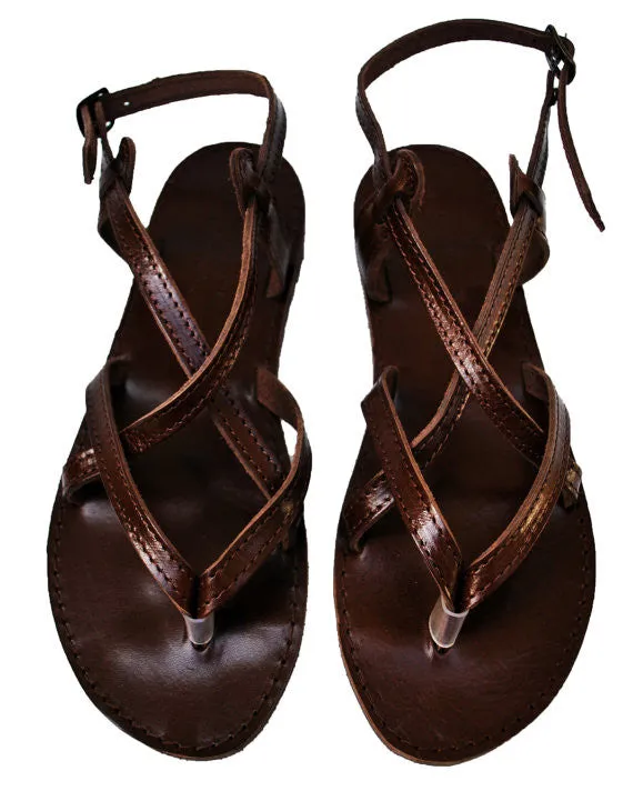Dark brown sole Athina leather sandals