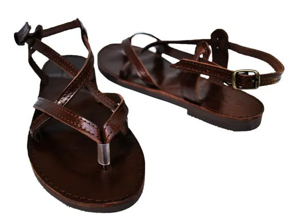 Dark brown sole Athina leather sandals