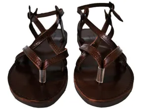Dark brown sole Athina leather sandals