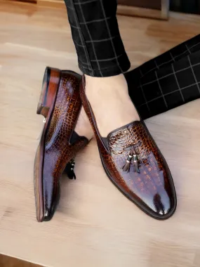 Egoss Platinum Tassel Shoes For Men