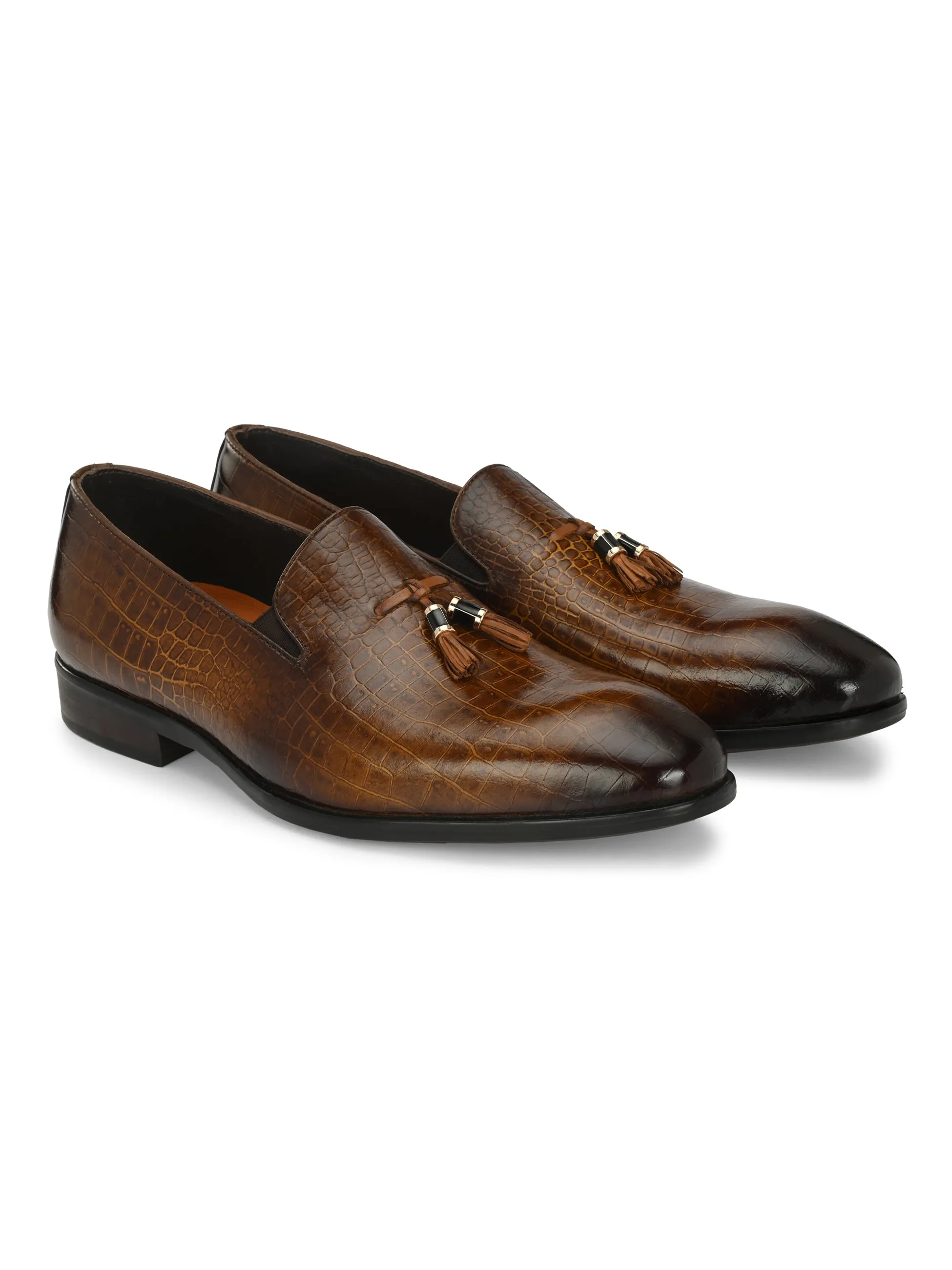 Egoss Platinum Tassel Shoes For Men