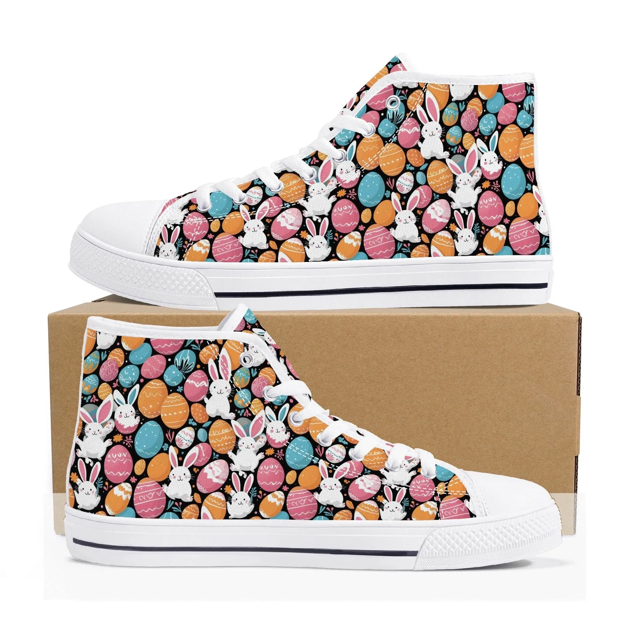 Fun Bunny Womens High Top Canvas Shoes