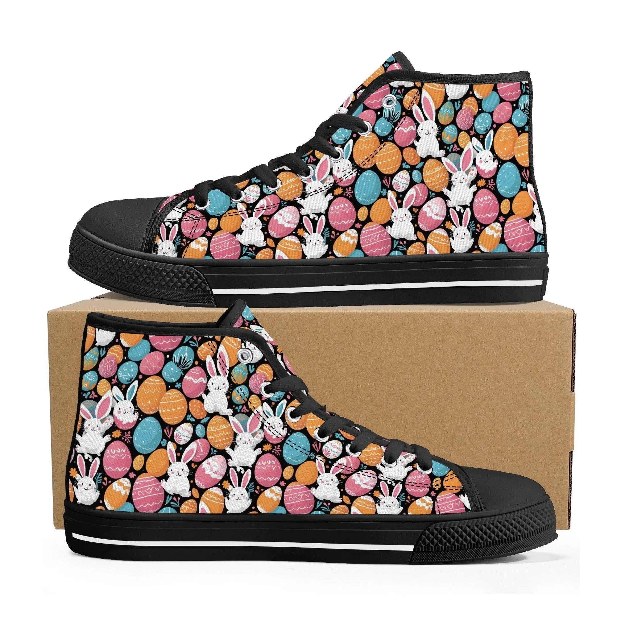 Fun Bunny Womens High Top Canvas Shoes