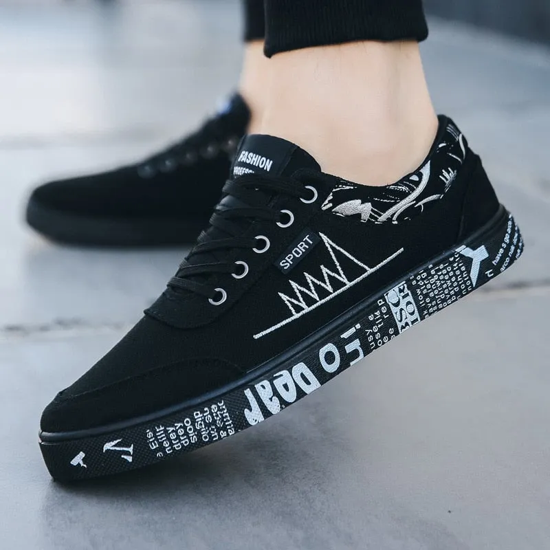 Graffiti Canvas Shoes Men Breathable Flat Casual Shoes