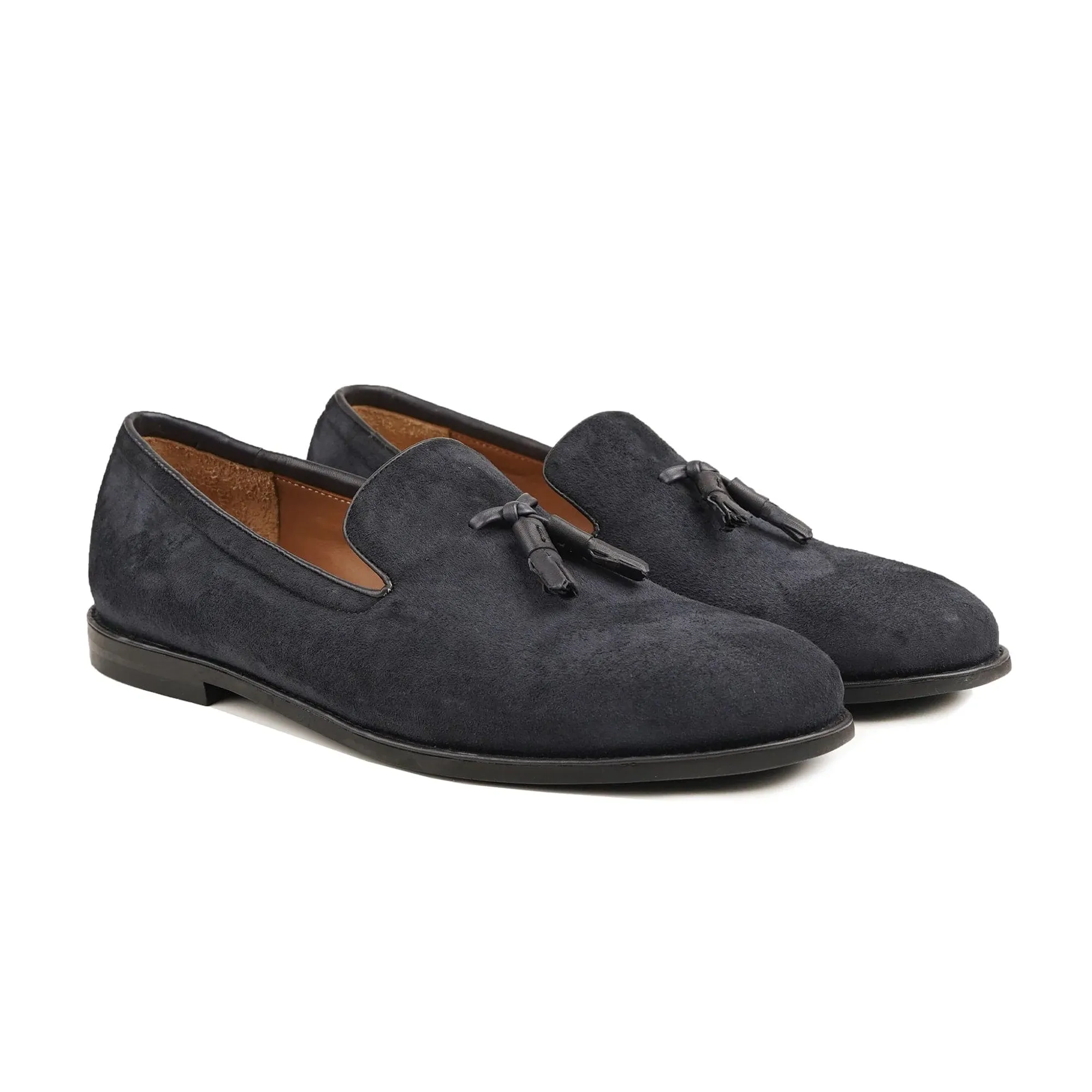 Handmade Custom Dark Gray Suede Leather Driver Mens Loafers