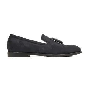 Handmade Custom Dark Gray Suede Leather Driver Mens Loafers
