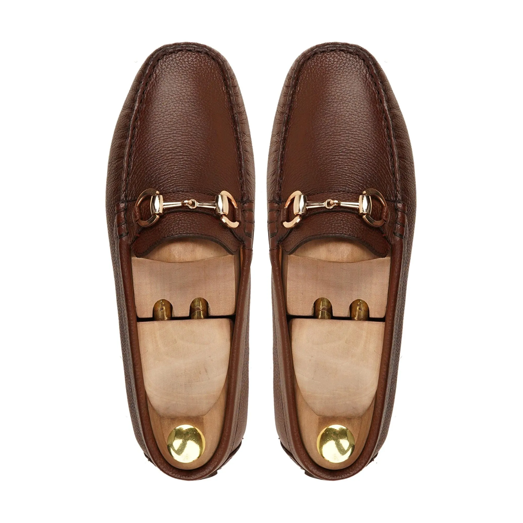 Handmade Custom Grain Leather Brown Driver Mens Loafers