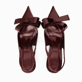 Ivyshape | Burgundy Bow Heels