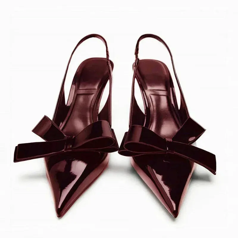 Ivyshape | Burgundy Bow Heels