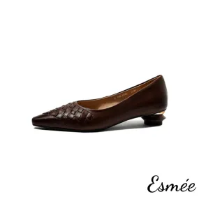 Leather Heels with Woven and Special Designed Heels
