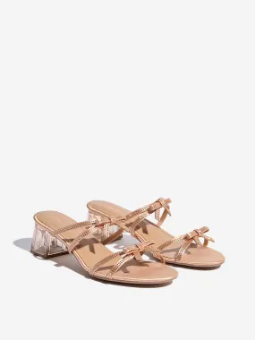 LUNA BLU Rose Gold Bow-Detailed Sandals