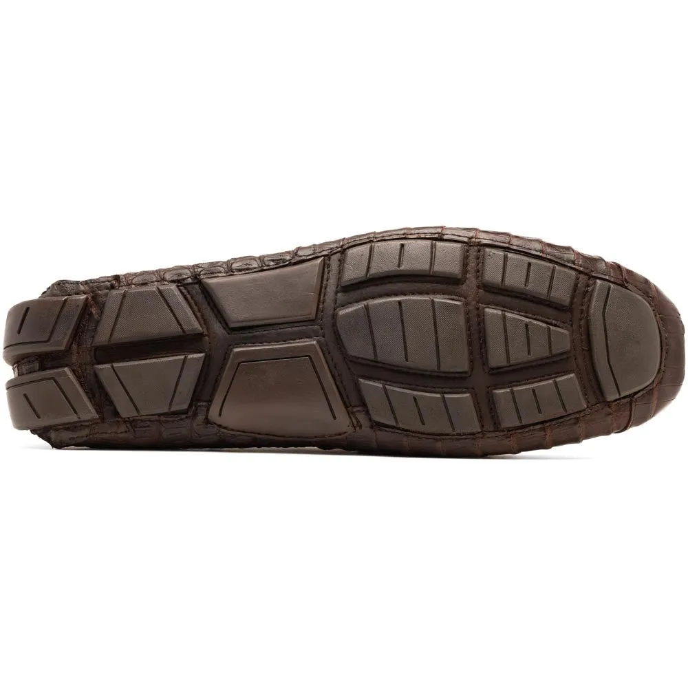 Marco Di Milano Parma Brown Caiman Belly Bit Driving Loafers