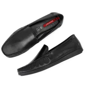 Men Premium Leather Black Slip On Loafer (V-Krebs-01)
