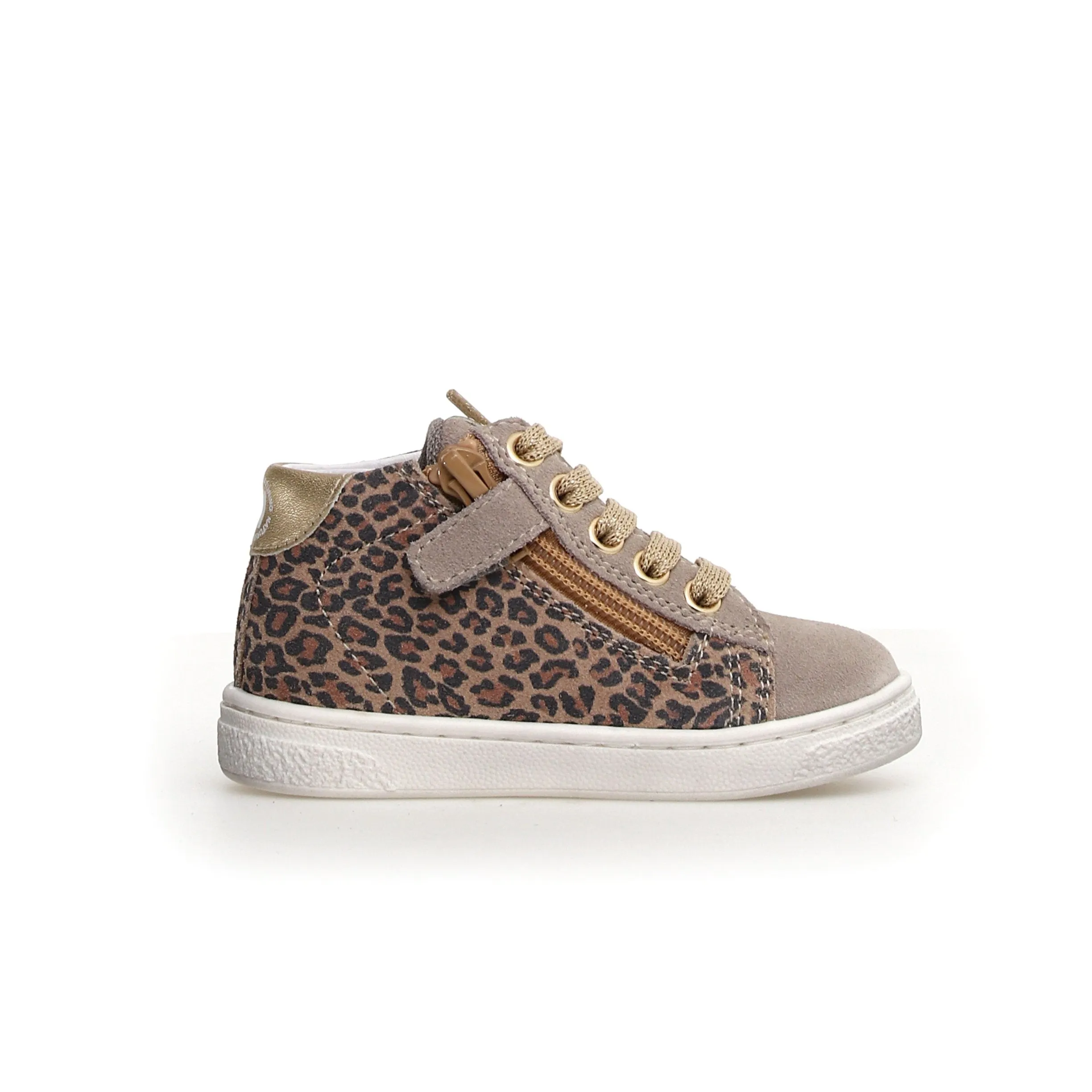 Naturino Pinn | High Zip Taupe/Leopard Big Kid Sneakers