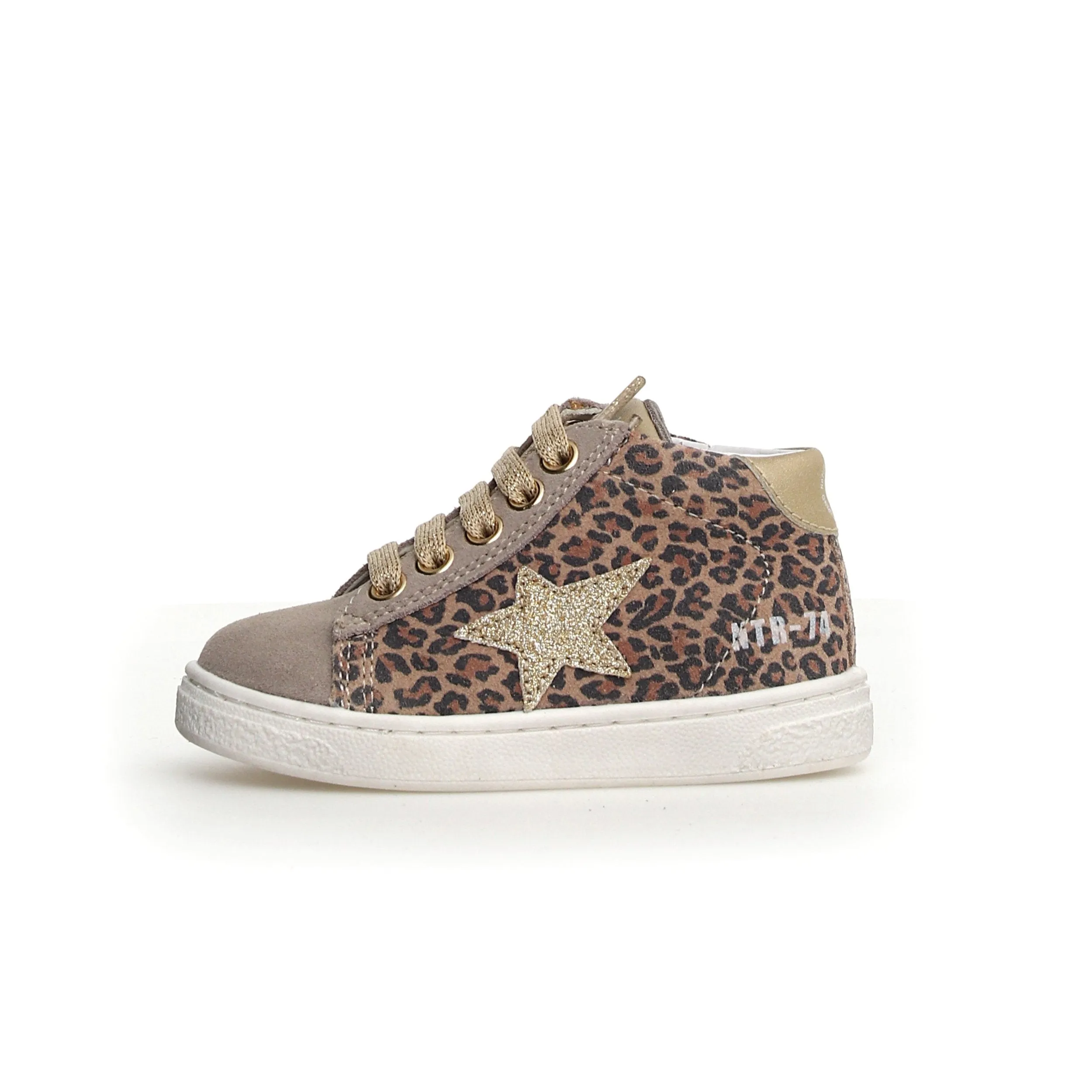 Naturino Pinn | High Zip Taupe/Leopard Big Kid Sneakers