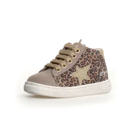 Naturino Pinn | High Zip Taupe/Leopard Big Kid Sneakers