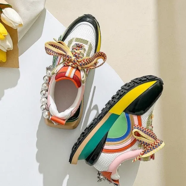 Nicola Pearl Laced Sneakers - 2 Colors