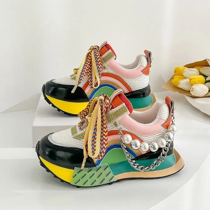 Nicola Pearl Laced Sneakers - 2 Colors