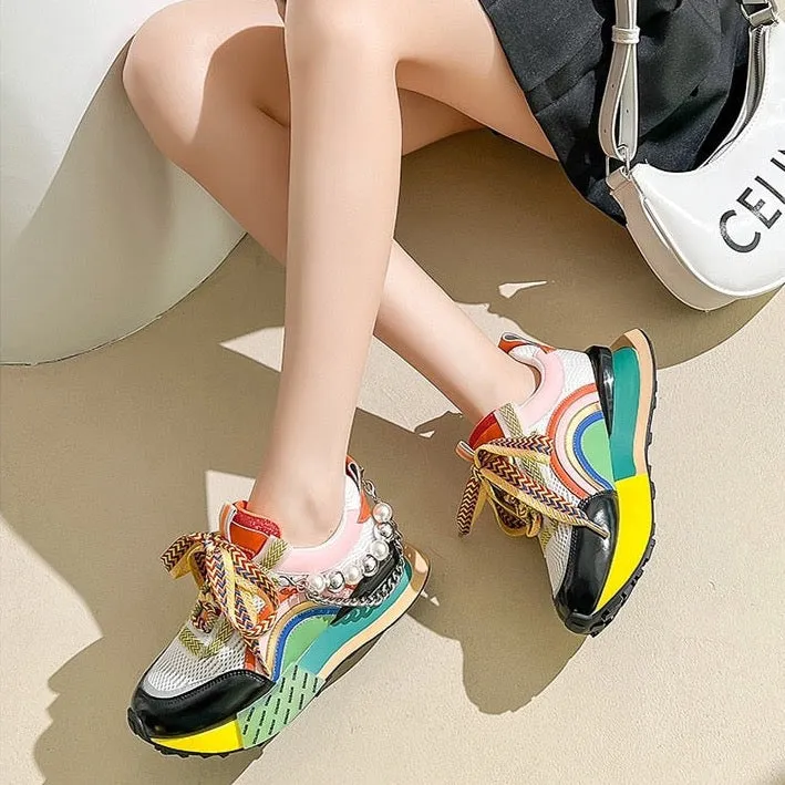 Nicola Pearl Laced Sneakers - 2 Colors