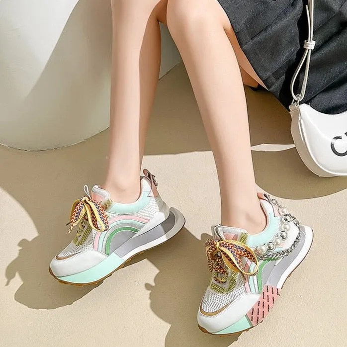 Nicola Pearl Laced Sneakers - 2 Colors