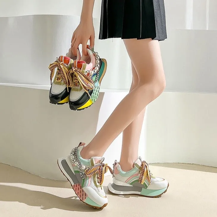 Nicola Pearl Laced Sneakers - 2 Colors