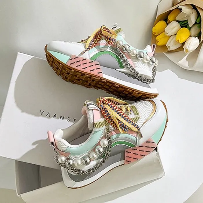 Nicola Pearl Laced Sneakers - 2 Colors