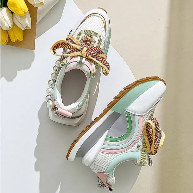 Nicola Pearl Laced Sneakers - 2 Colors