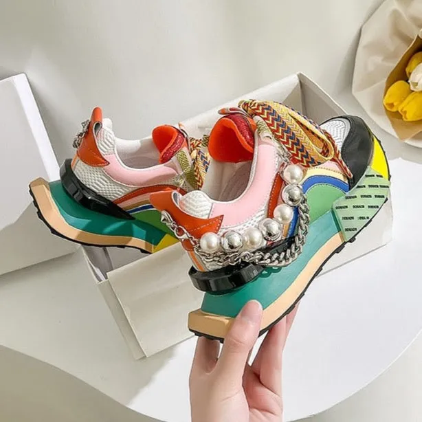 Nicola Pearl Laced Sneakers - 2 Colors
