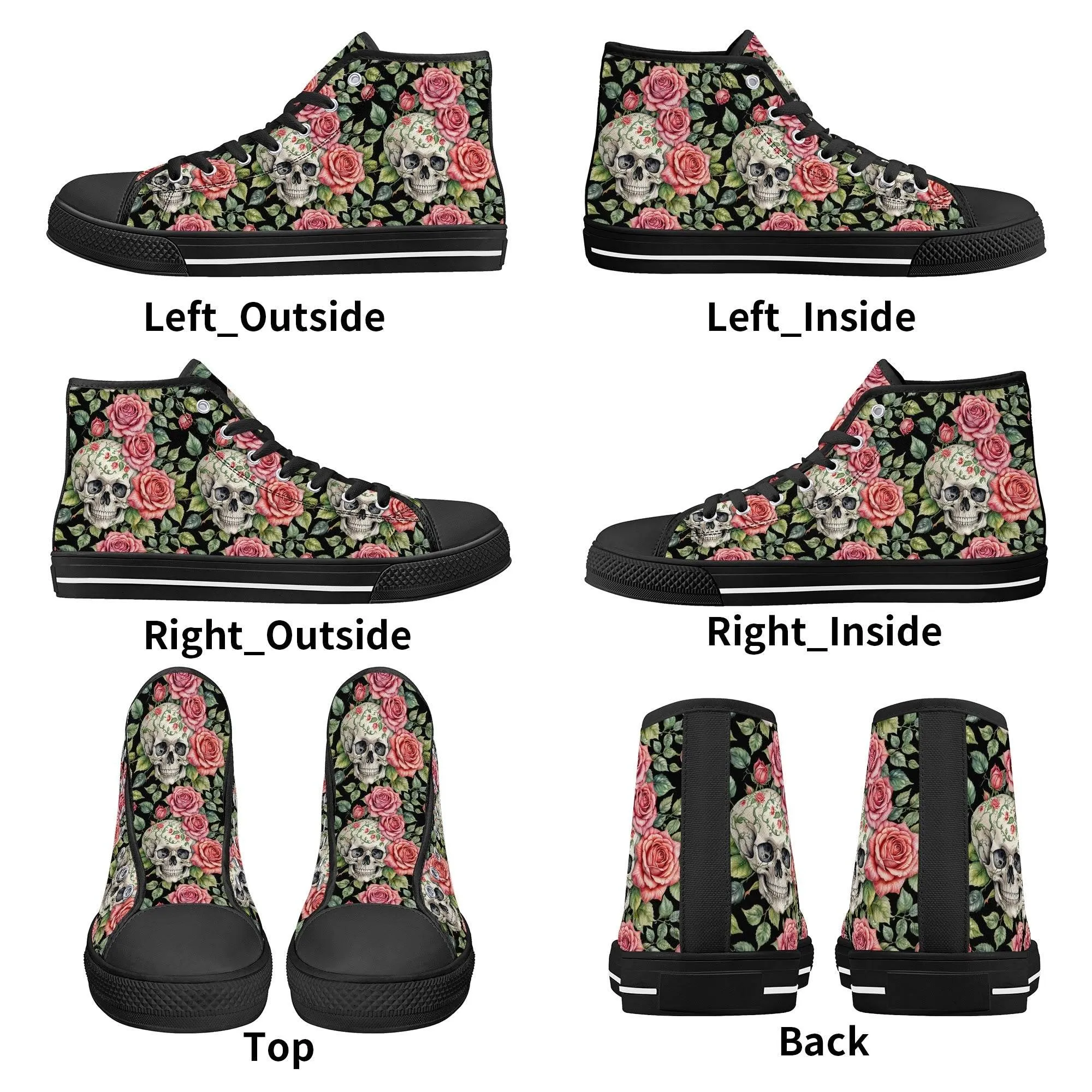 Pink Skulls Mens High Top Canvas Shoes