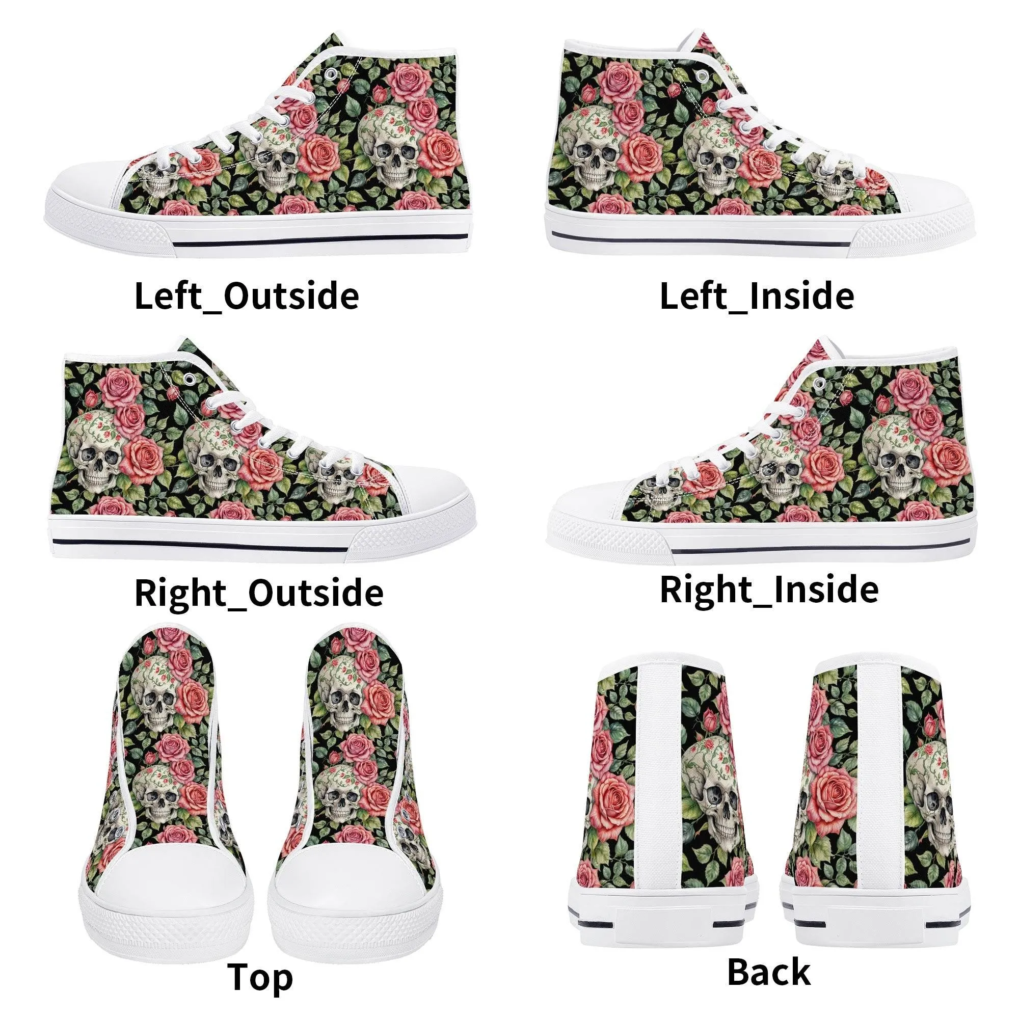 Pink Skulls Mens High Top Canvas Shoes