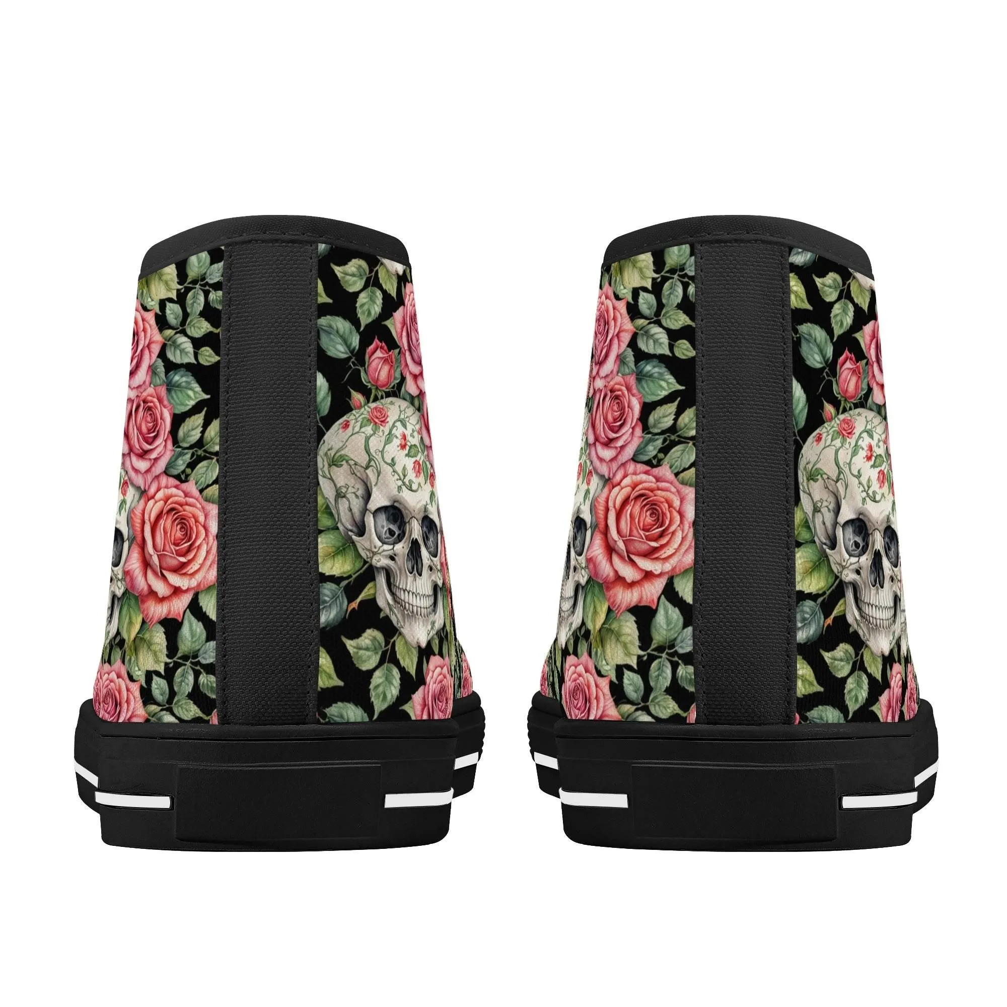 Pink Skulls Mens High Top Canvas Shoes