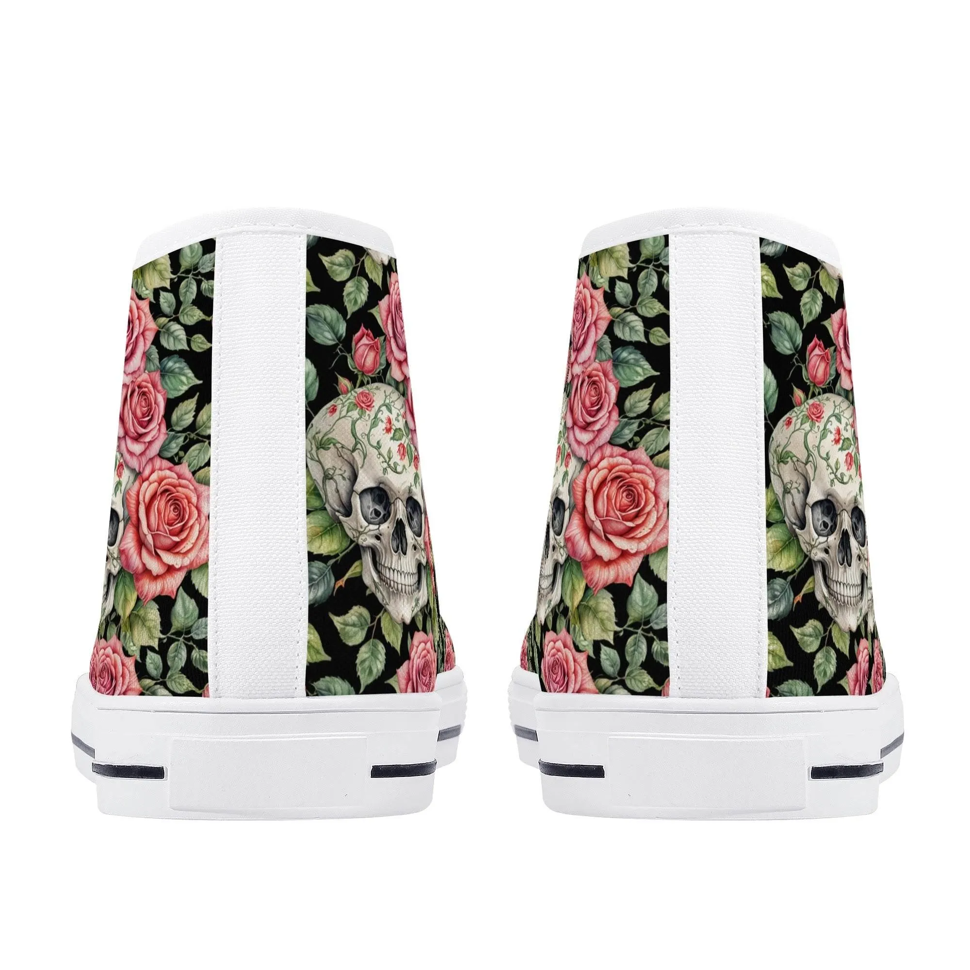 Pink Skulls Mens High Top Canvas Shoes