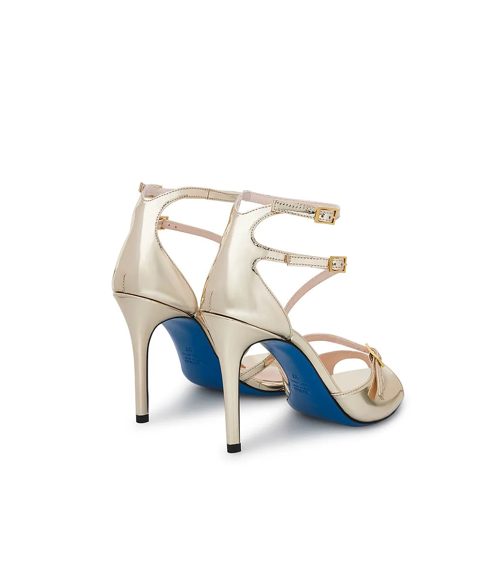 Platinum mirror leather sandal