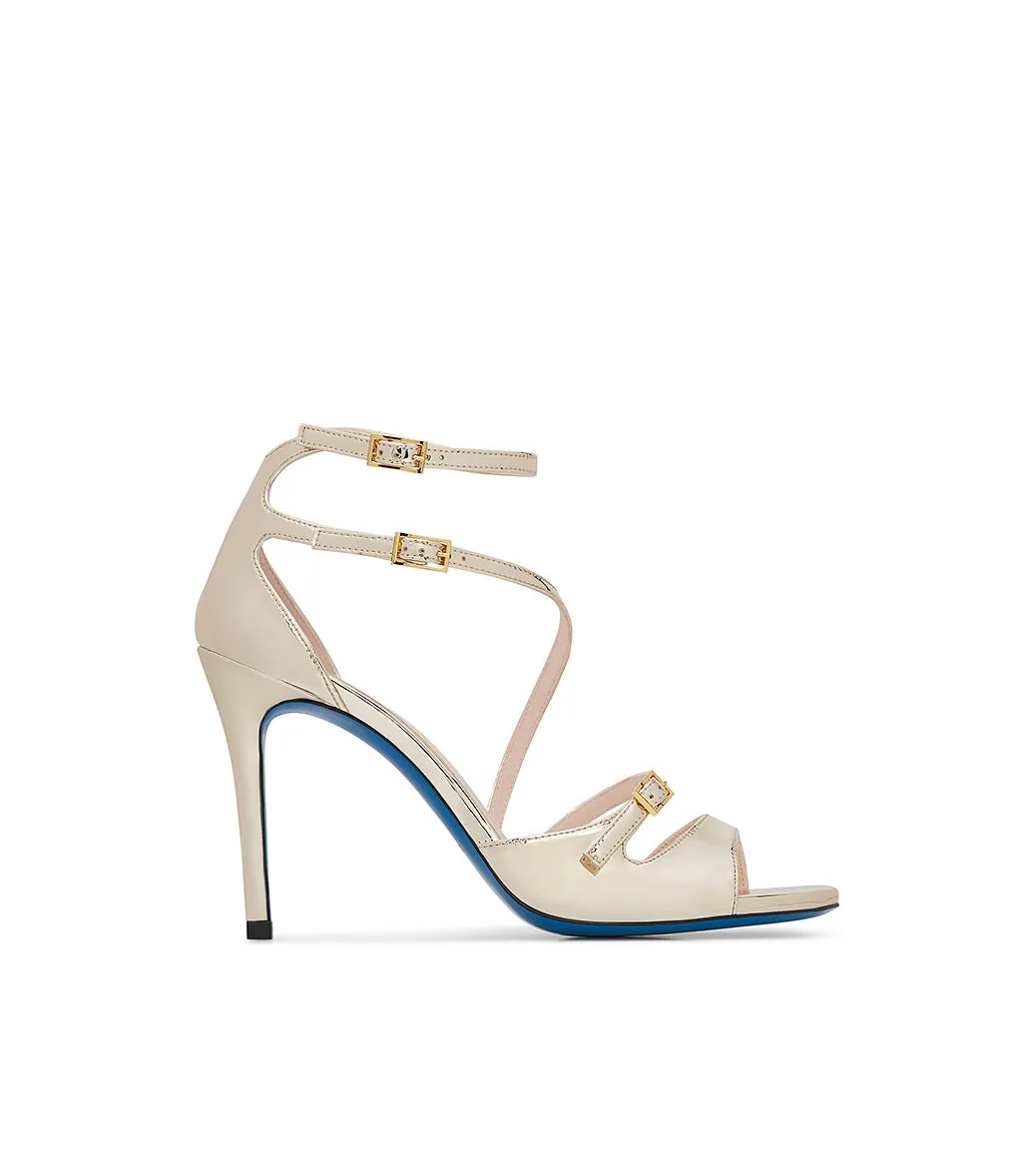 Platinum mirror leather sandal